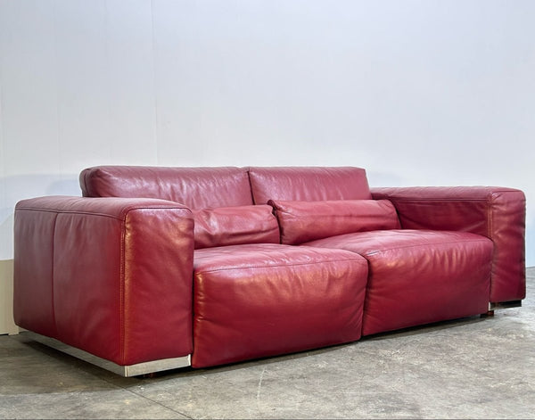 Kesterport Red Leather Two Seater Sofa @ REHAUS