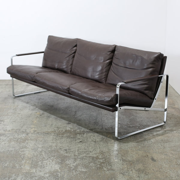Knoll Brown Leather Fabricius Sofa @ REHAUS