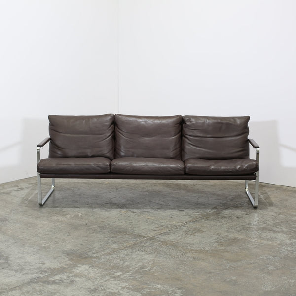 Knoll Brown Leather Fabricius Sofa @ REHAUS