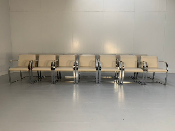Knoll Studio Brno Flat Bar Armchairs - in Chrome & Ivory Leather, Set of Fourteen @ REHAUS