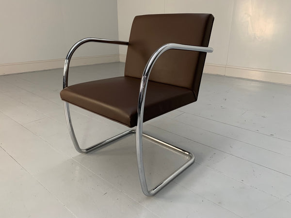 Knoll Studio Brno Tubular Lounge Chair Armchair - in Mid Brown Leather @ REHAUS