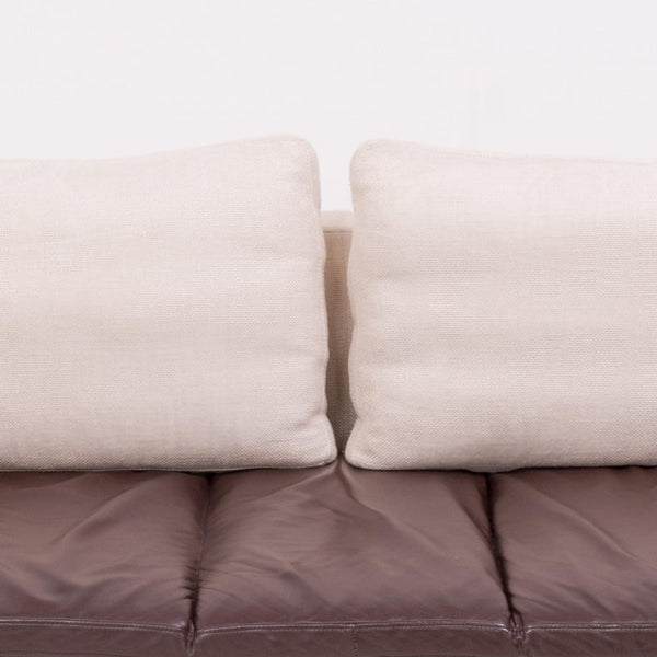 Ligne Roset by Didier Gomez Feng Ivory and Brown Leather Three - Seat Sofa - REHAUS - Didier Gomez