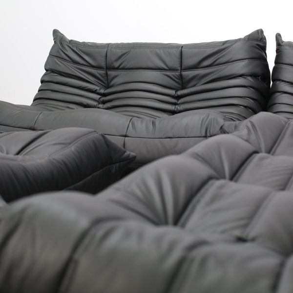 Ligne Roset by Michel Ducaroy Black Leather Togo Sofa, Set of Five @ REHAUS