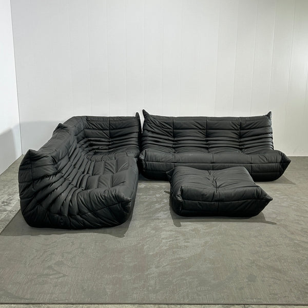 Ligne Roset by Michel Ducaroy Black Leather Togo Sofa, Set of Five @ REHAUS