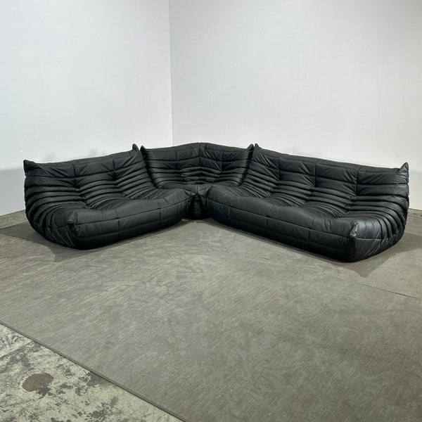 Ligne Roset by Michel Ducaroy Black Leather Togo Sofa, Set of Three @ REHAUS