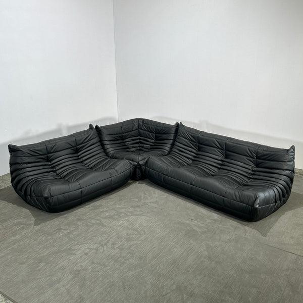 Ligne Roset by Michel Ducaroy Black Leather Togo Sofa, Set of Three @ REHAUS