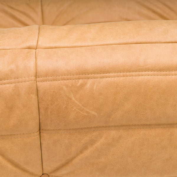 Ligne Roset by Michel Ducaroy Camel Brown Leather Togo, Set of Five - REHAUS - Michel Ducaroy