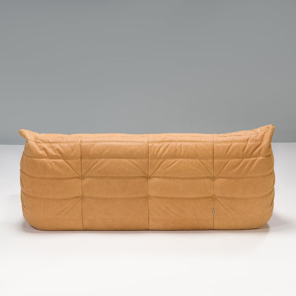 Ligne Roset by Michel Ducaroy Camel Brown Leather Togo, Set of Three - REHAUS - Michel Ducaroy
