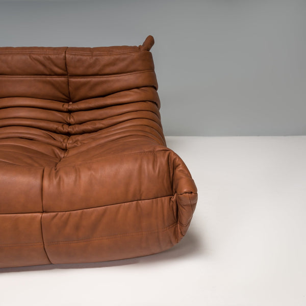 Ligne Roset by Michel Ducaroy Togo Brown Leather Modular Sofa and Footstool, Set of 5 - REHAUS - Michel Ducaroy