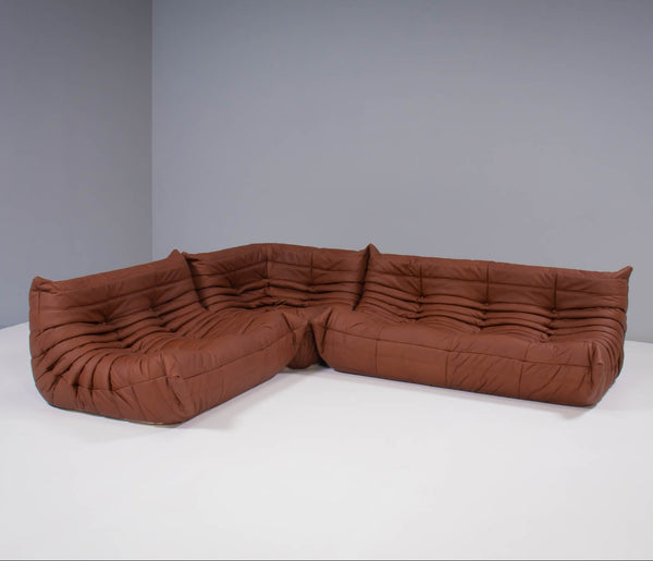 Ligne Roset by Michel Ducaroy Togo Brown Leather Modular Sofa, Set of Three @ REHAUS