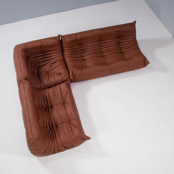 Ligne Roset by Michel Ducaroy Togo Brown Leather Modular Sofa, Set of Three @ REHAUS