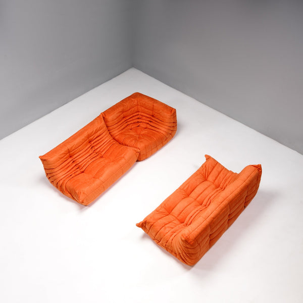 Ligne Roset by Michel Ducaroy Togo Tangerine Orange Modular Sofa, Set of 3 - REHAUS - Michel Ducaroy