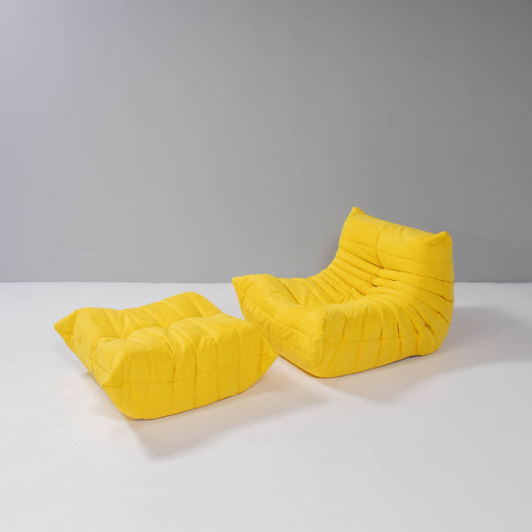Ligne Roset by Michel Ducaroy Togo Yellow Armchair and Footstool, Set of 2 @ REHAUS