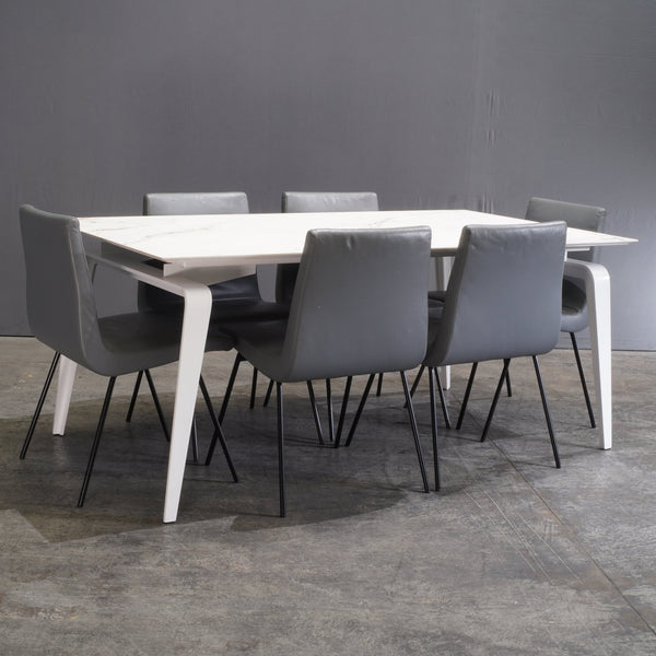 Ligne Roset Odessa Dining Table with White Lacquered Base by Mauro Lipparini - REHAUS - Ligne Roset