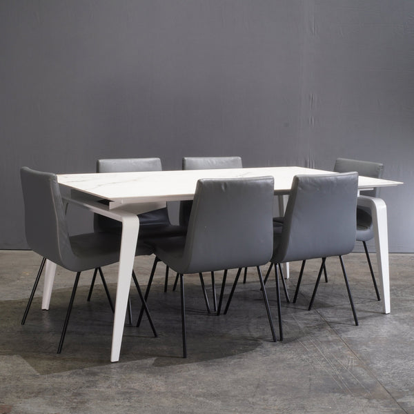 Ligne Roset Odessa Dining Table with White Lacquered Base by Mauro Lipparini - REHAUS - Ligne Roset