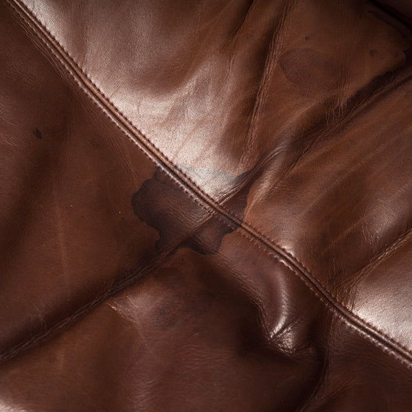 Marco Zanuso for Zanotta Brown Leather Maggiolina Lounge Chair & Footstool - REHAUS - Marco Zanuso