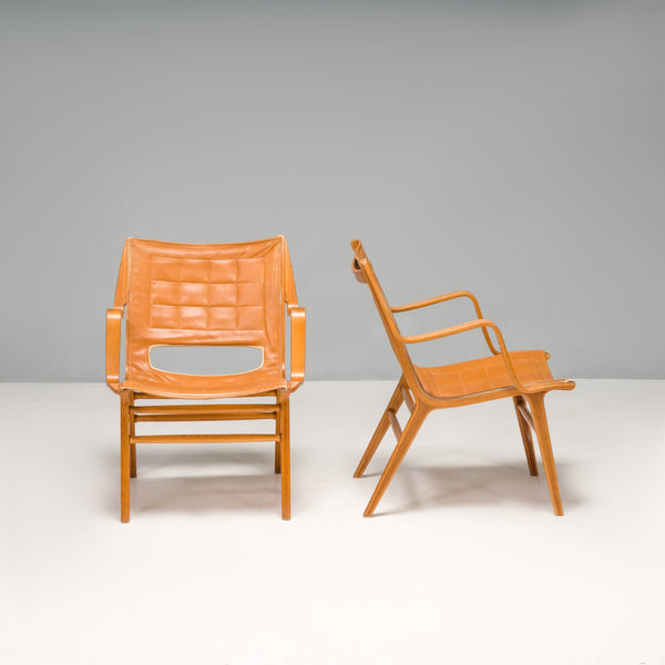 Mid Century Hvidt & Mølgaard - Nielsen for Fritz Hansen AX 6060 Leather Armchairs, Set of 2 - REHAUS - Peter Hvidt & Orla Mølgaard - Nielsen