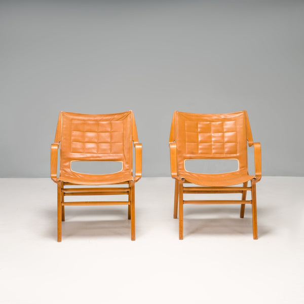 Mid Century Hvidt & Mølgaard - Nielsen for Fritz Hansen AX 6060 Leather Armchairs, Set of 2 - REHAUS - Peter Hvidt & Orla Mølgaard - Nielsen