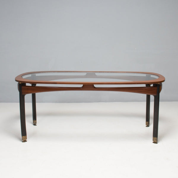 Mid Century Italian Rosewood & Glass Dining Table, 1950s - REHAUS - Italian