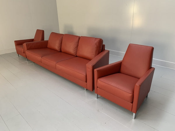 Moroso Hyde Park Sofa & 2 Armchair Suite - In Red Pelle Leather @ REHAUS