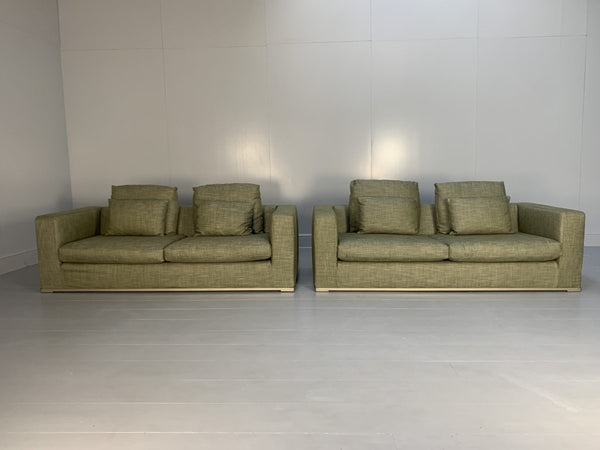 Pair of B&B Italia Omnia Sofas - 2.5 - Seat - In Pale Green Linen @ REHAUS