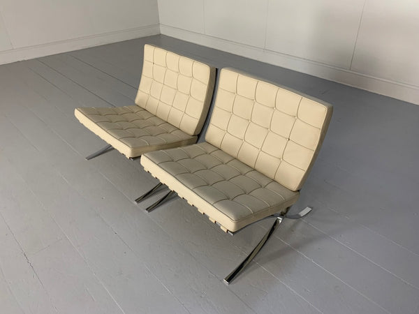 Pair of Knoll Studio Barcelona Chairs - In Pale Leather @ REHAUS