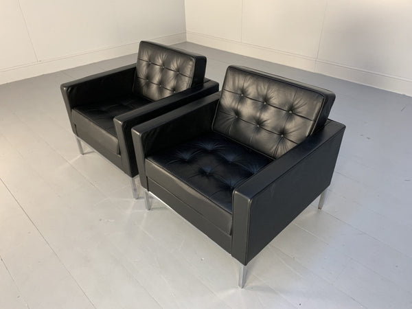Pair of Knoll Studio Florence Knoll Lounge Chairs Armchairs - In Black Volo Leather @ REHAUS