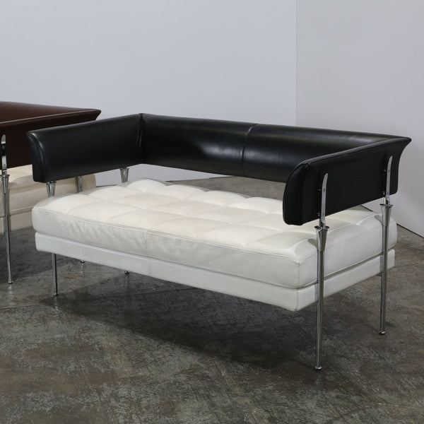 Poltrana Frau Hydra Castor Leather Sofa by Luca Scacchetti - White Cushion and Black Frame @ REHAUS