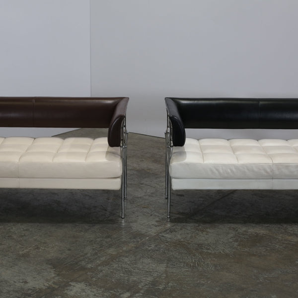 Poltrana Frau Hydra Castor Leather Sofa by Luca Scacchetti - White Cushion and Black Frame @ REHAUS
