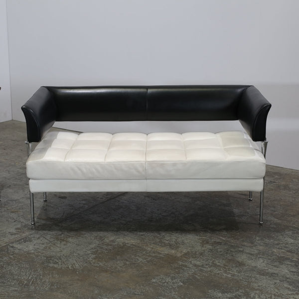 Poltrana Frau Hydra Castor Leather Sofa by Luca Scacchetti - White Cushion and Black Frame @ REHAUS