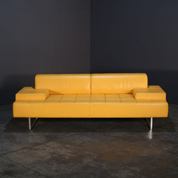 Poltrona Frau Yellow Faux Leather Sofa @ REHAUS