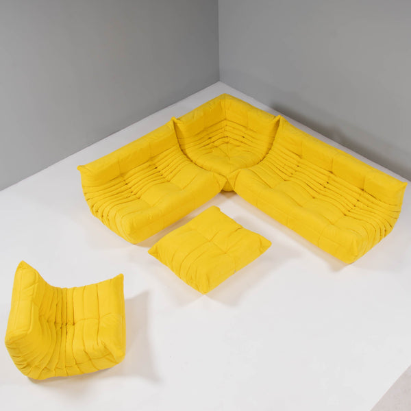 Pre Order Ligne Roset by Michel Ducaroy Togo Yellow Modular Sofa and Footstool, Set of Five @ REHAUS