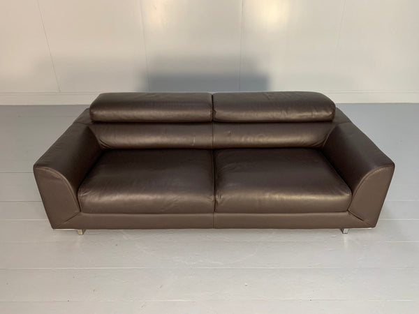 Roche Bobois 3 - Seat Sofa - In Dark Brown Leather @ REHAUS