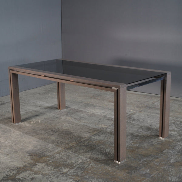 Roche Bobois Anthracite and Smoked Glass Box Dining Table @ REHAUS