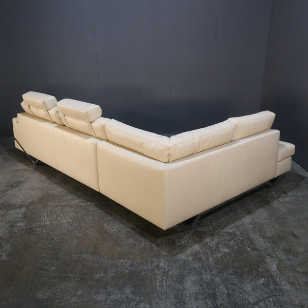Roche Bobois Cream Leather Sectional Sofa @ REHAUS