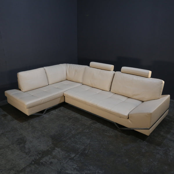 Roche Bobois Cream Leather Sectional Sofa @ REHAUS