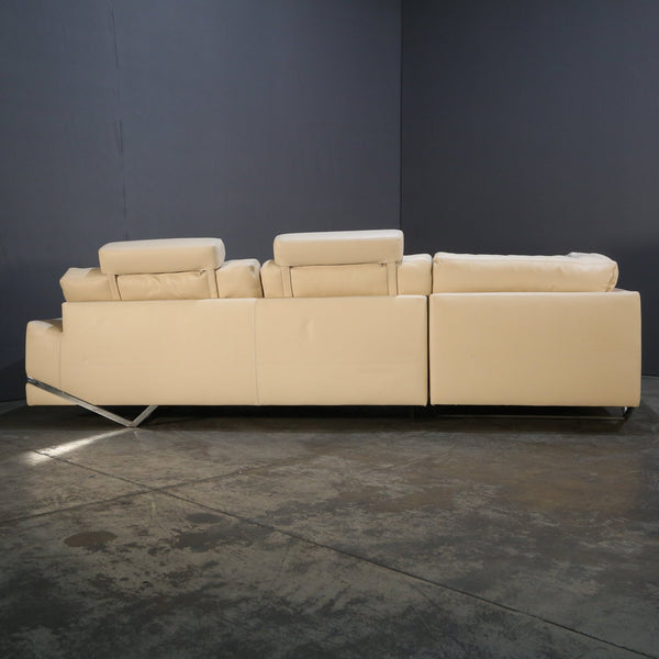 Roche Bobois Cream Leather Sectional Sofa @ REHAUS