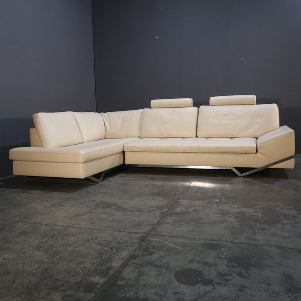 Roche Bobois Cream Leather Sectional Sofa @ REHAUS
