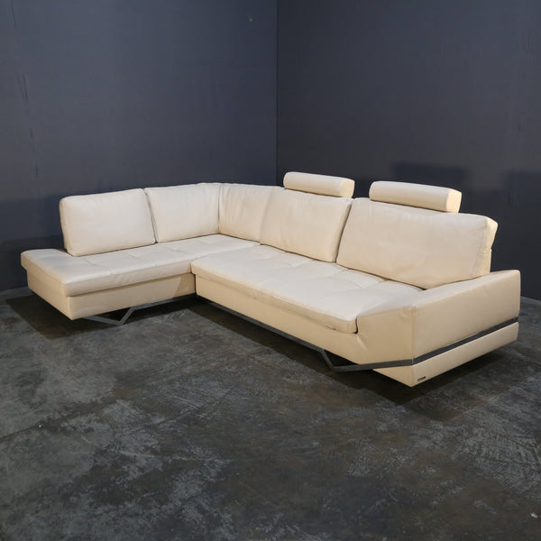 Roche Bobois Cream Leather Sectional Sofa @ REHAUS