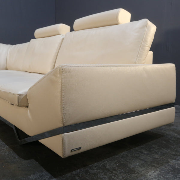 Roche Bobois Cream Leather Sectional Sofa @ REHAUS