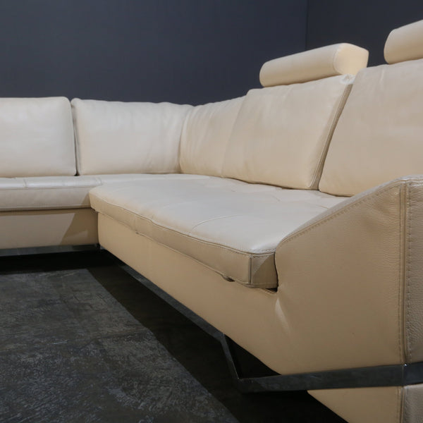Roche Bobois Cream Leather Sectional Sofa @ REHAUS