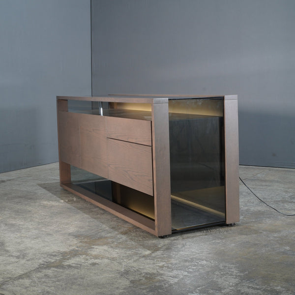 Roche Bobois Glassbox Sideboard in Anthracite & Smoked Glass @ REHAUS