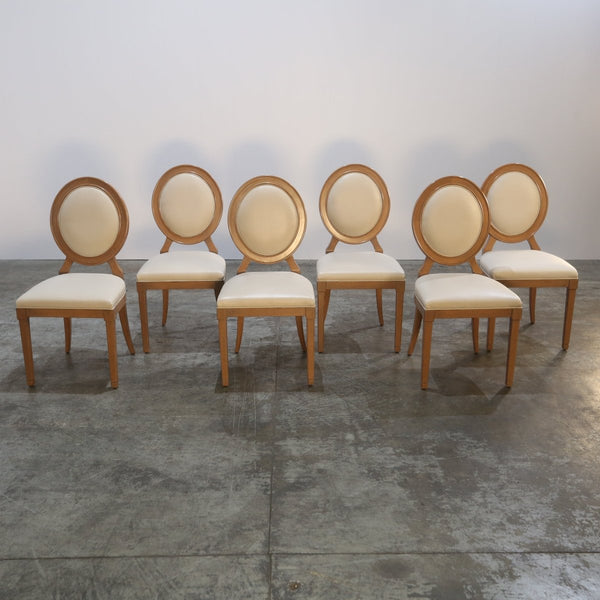 Roche Bobois Hortense Cream Leather Dining Chairs, Set of Six @ REHAUS