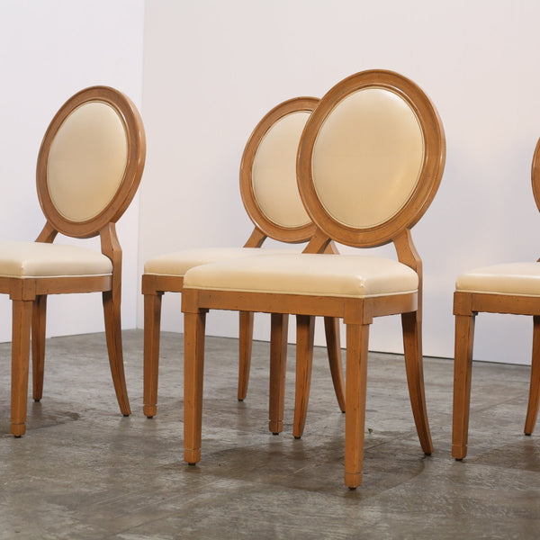 Roche Bobois Hortense Cream Leather Dining Chairs, Set of Six @ REHAUS