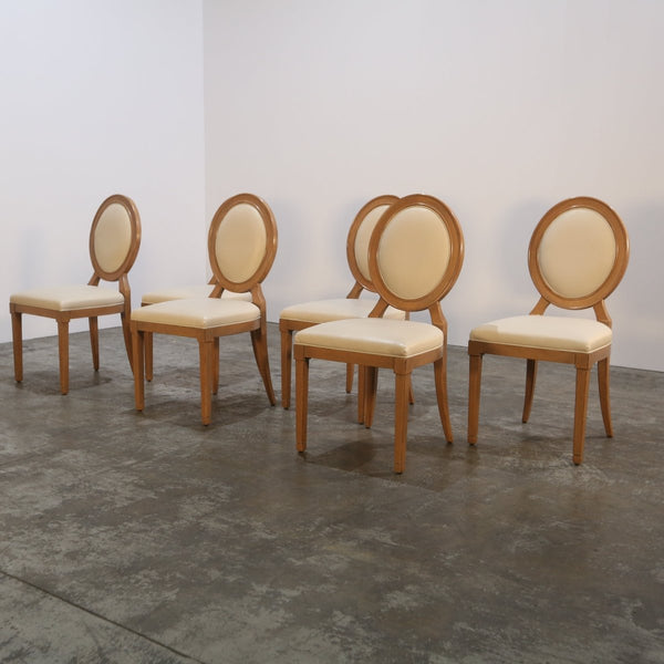 Roche Bobois Hortense Cream Leather Dining Chairs, Set of Six @ REHAUS