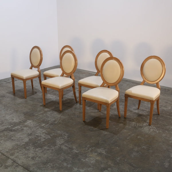 Roche Bobois Hortense Cream Leather Dining Chairs, Set of Six @ REHAUS