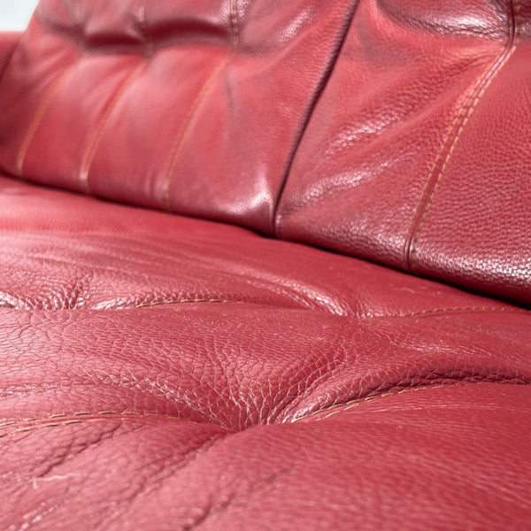 Roche Bobois Red Leather Three Seater Sofa @ REHAUS