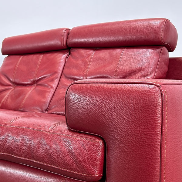 Roche Bobois Red Leather Two Seater Sofa @ REHAUS