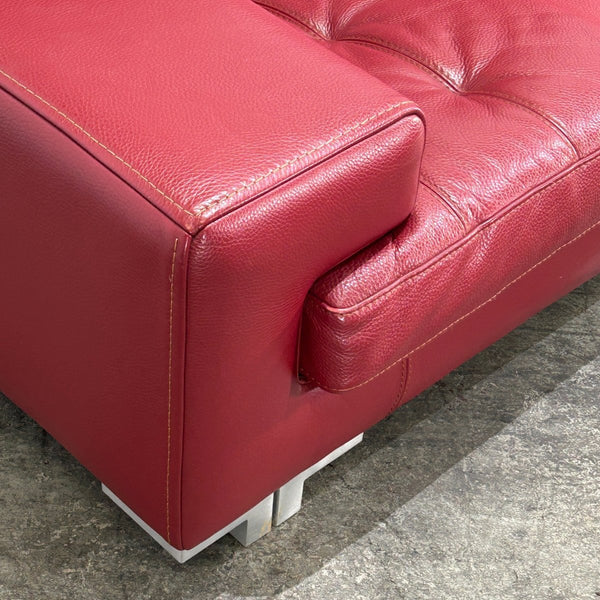 Roche Bobois Red Leather Two Seater Sofa @ REHAUS