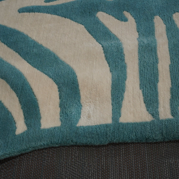 Small Blue and White Bespoke Zebra Rug @ REHAUS